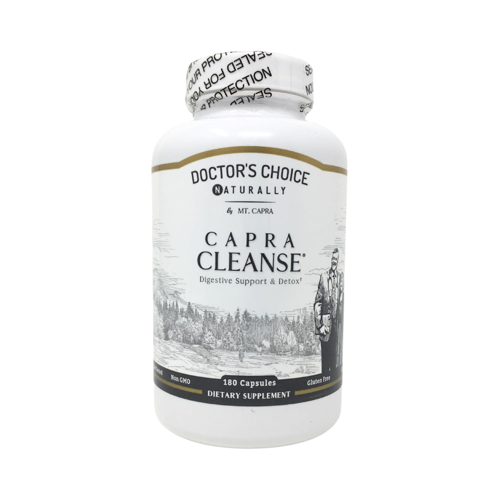 CapraCleanse by Mt. Capra bottle front view for daily GI support and gentle cleansing.