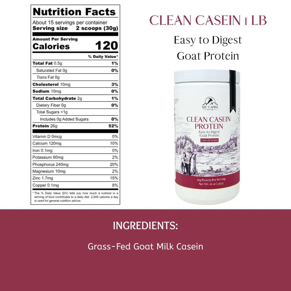 Mt. Capra Clean Casein bottle being poured for a nighttime shake