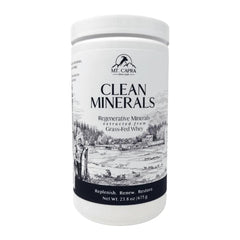 Mt Capra Clean Minerals bottle front view showing product name for daily mineral intake