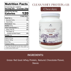 Mt Capra Clean Whey label highlights BCAA content and undenatured goat whey