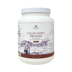 Mt Capra Clean Whey protein tub in chocolate flavor for high-protein shakes