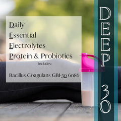 Mt. Capra Deep 30 casein protein view signals slow release and sustained energy.