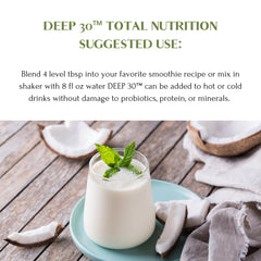 Mt Capra Deep 30 on-the-go mixing with scoop and shaker for quick nutrition.