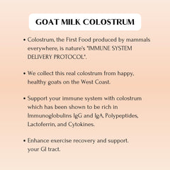 Mt Capra Goat Colostrum bottle back panel highlights potency per serving