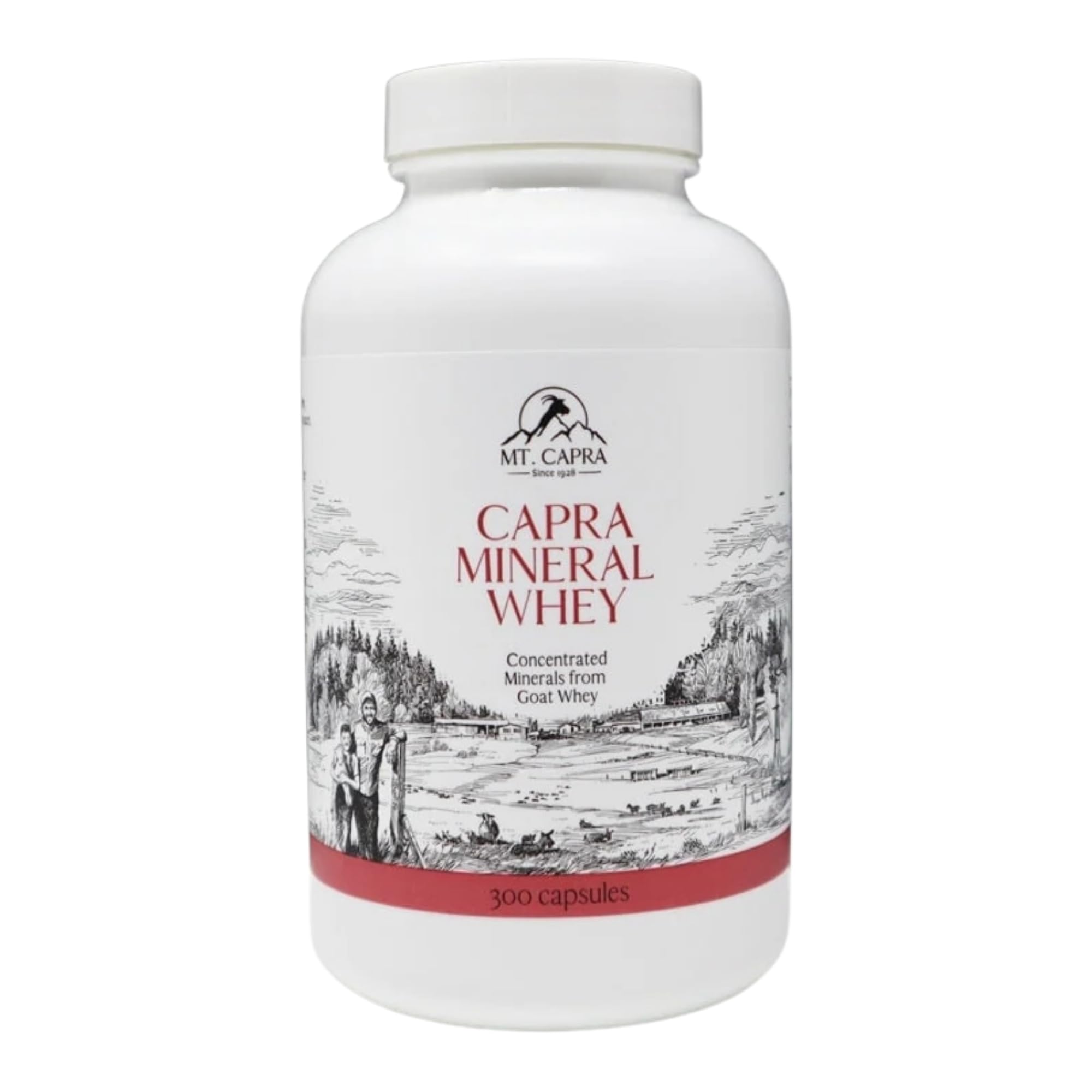 Mt. Capra Mineral Whey bottle on kitchen counter for daily mineral support.