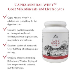 Mt Capra Mineral Whey goat-whey-jar showcases wholesome dairy source for natural electrolytes.