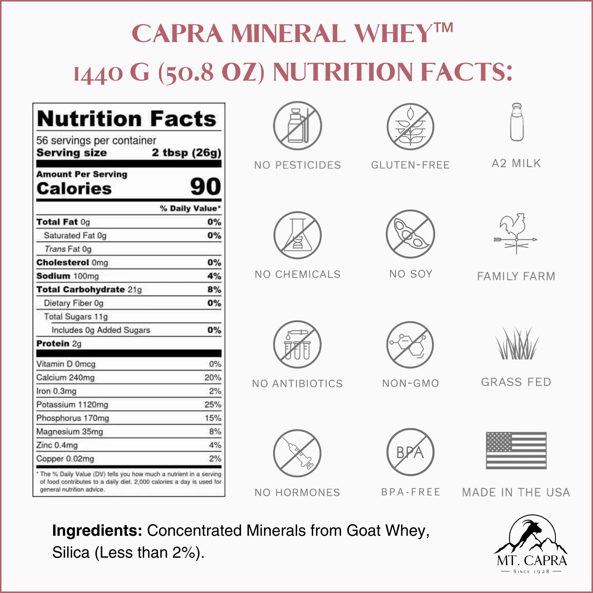 Mt Capra Mineral Whey powder-dispense demonstrates easy daily portioning.