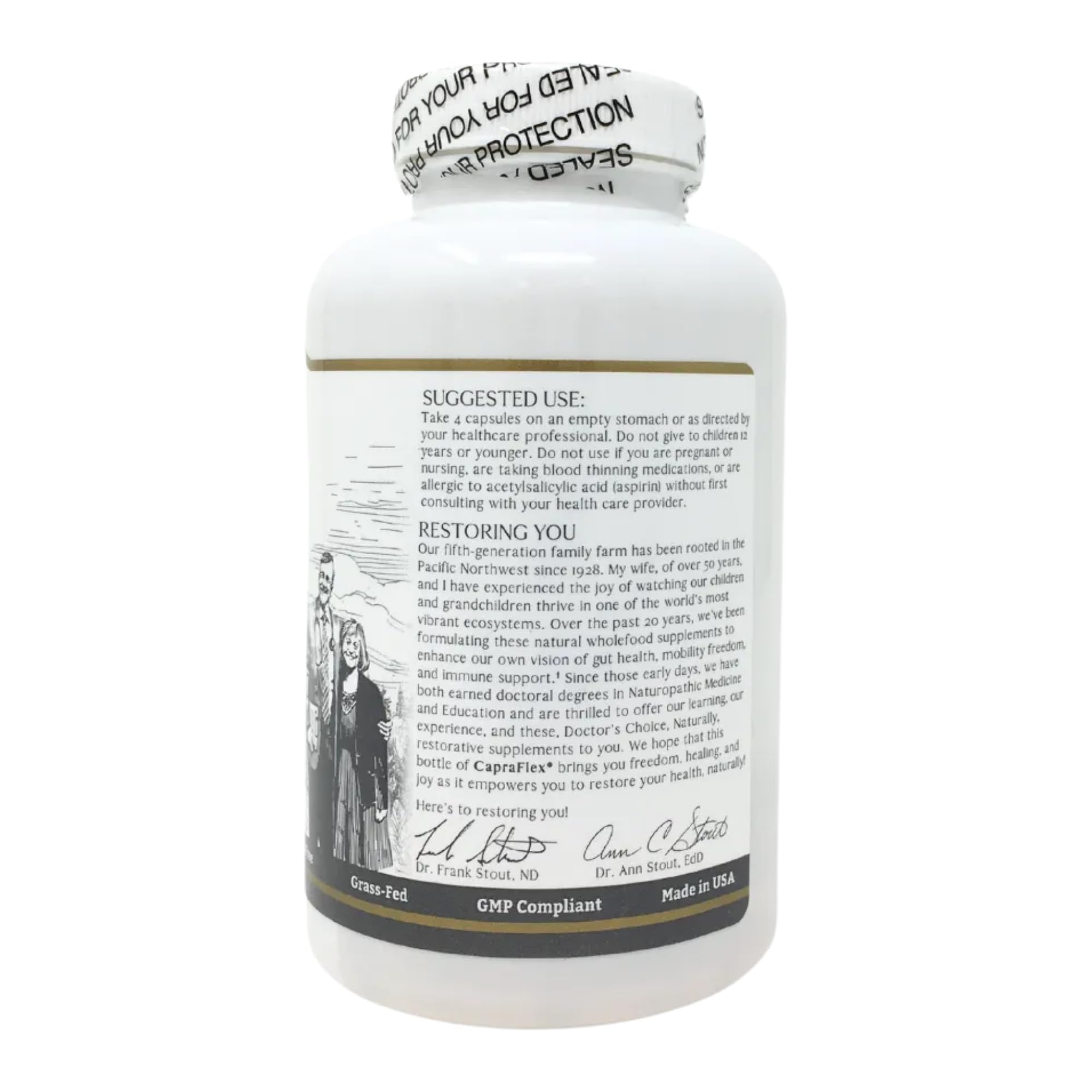 Close-up of CapraFlex capsules highlighting type II collagen and turmeric benefits