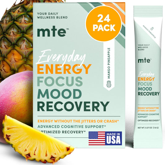 MTE Energy Drink Powder mango-pineapple flavor packets for refreshing focus