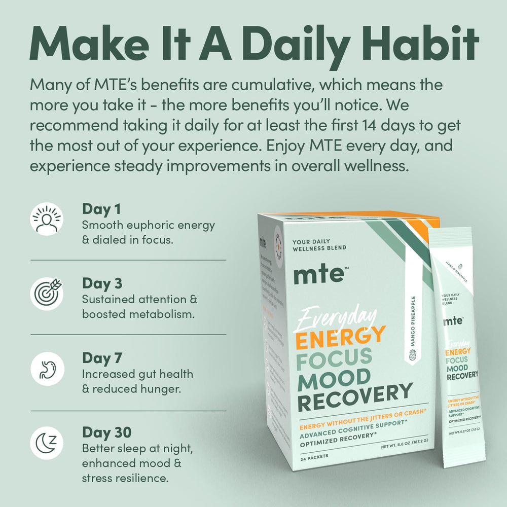 MTE Energy Drink Powder twist-cap on-pack highlighting convenience