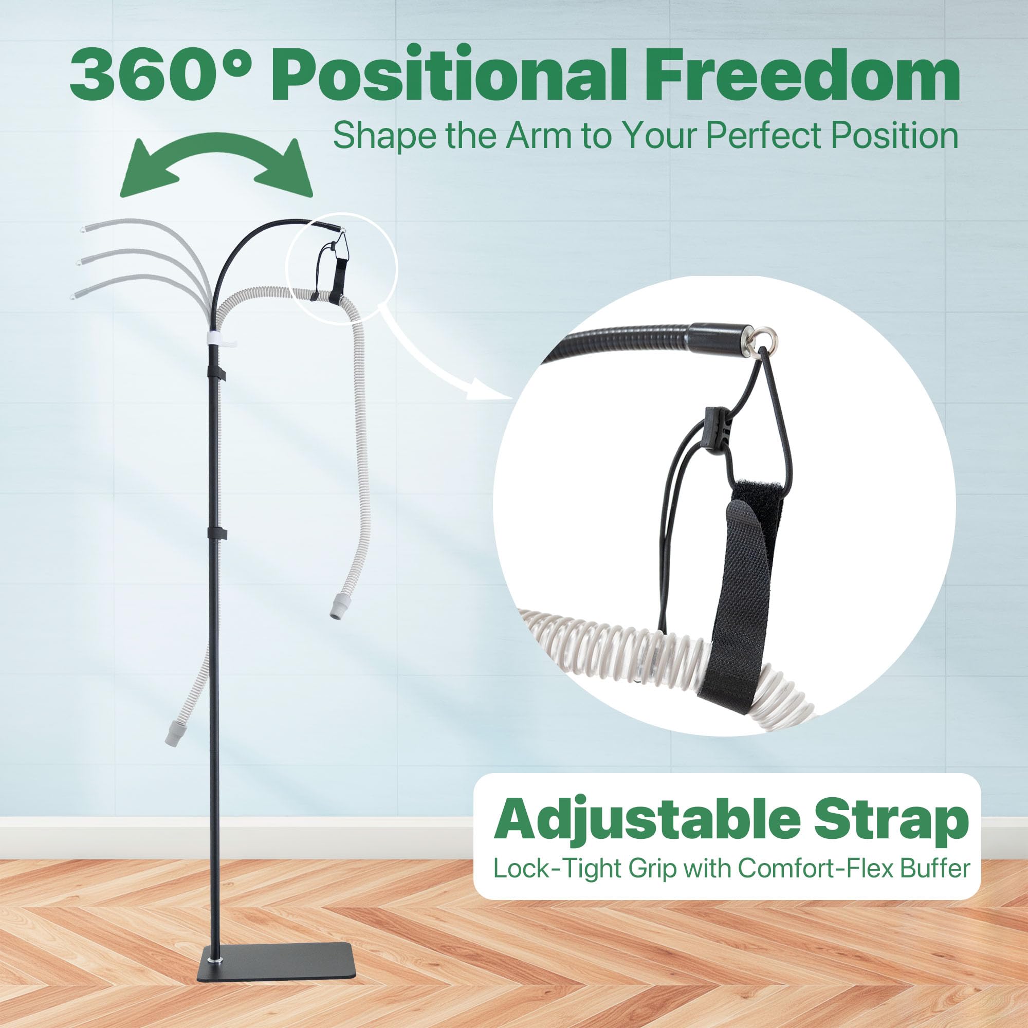 Mt.Jun CPAP hose holder top arm guides hose for a tidy path