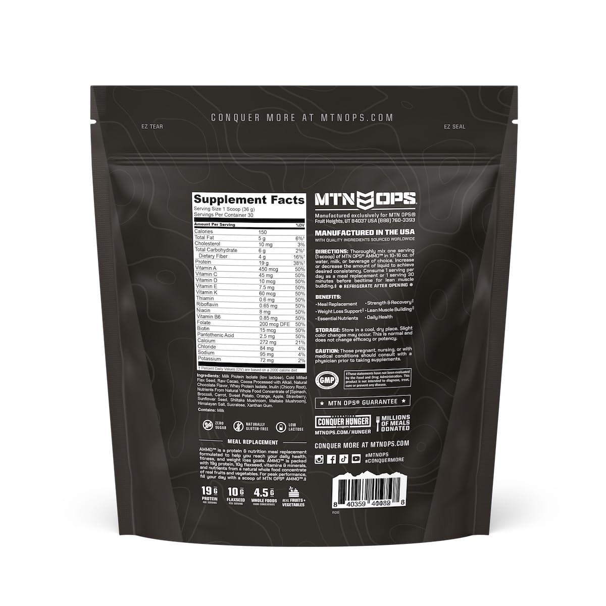 MTN OPS Ammo Meal chocolate shake as breakfast option