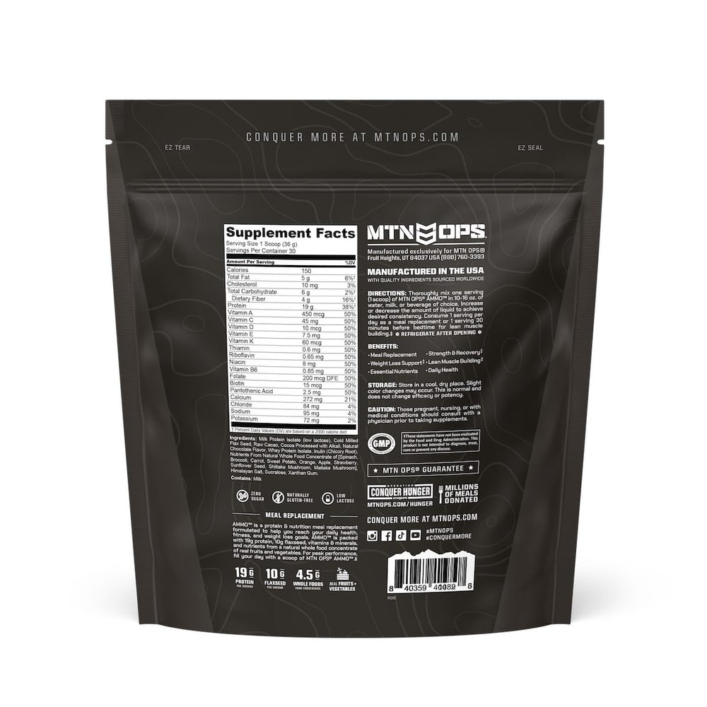 MTN OPS Ammo Meal chocolate shake as breakfast option