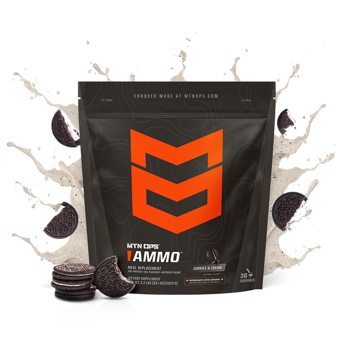 MTN OPS Ammo Meal pour scene illustrating quick shake preparation