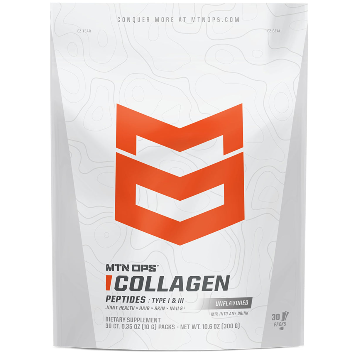 MTN OPS Collagen To-Go pack showing convenient single-serve sticks for on-the-go nutrition.