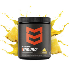 MTN OPS Enduro bottle label with pineapple crush flavor and gluten-free formula