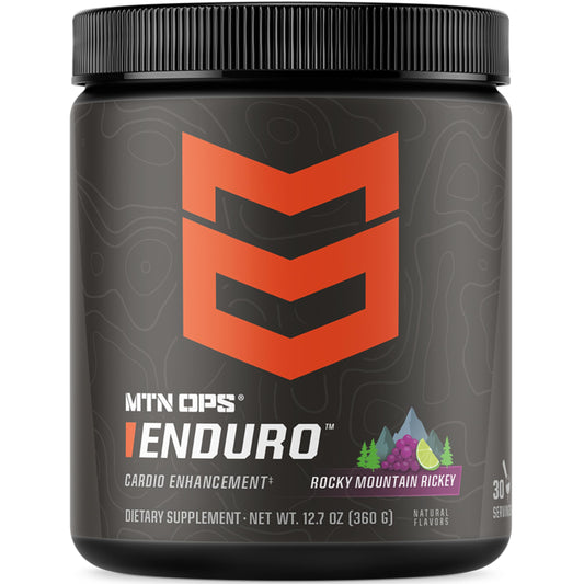MTN OPS Enduro bottle side view provides caffeine-free endurance support.