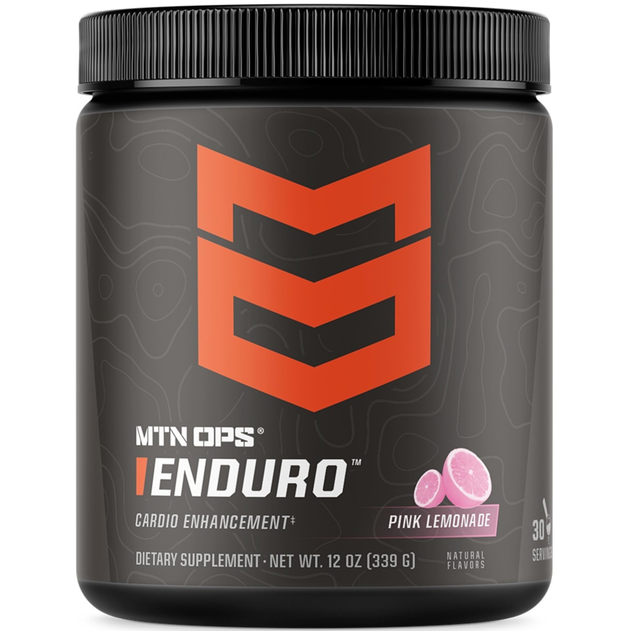 MTN OPS Enduro pink lemonade bottle ready to mix for steady hydration.