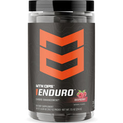 MTN OPS Enduro Trail Pack Raspberry tub front, non-stim pre workout for steady energy.