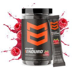 MTN OPS Enduro Trail Pack Raspberry tub side, caffeine-free formula for daily use.