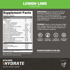 MTN OPS Hydrate lemon-lime powder dissolving in water for quick hydration.
