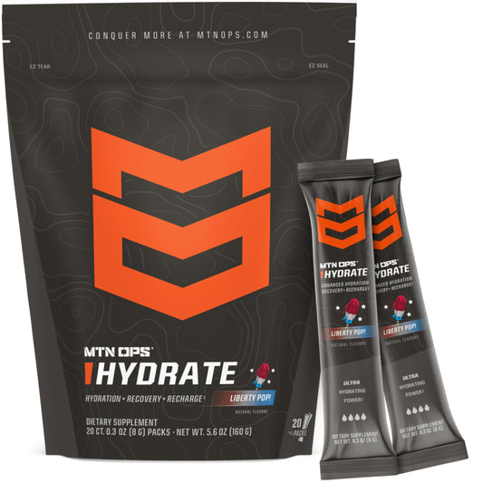 MTN OPS Hydrate Liberty Pop pack for on-the-go hydration.