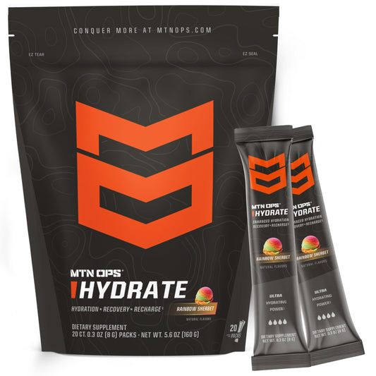 MTN OPS Hydrate on-the-go packs provide convenient hydration for workouts and outdoor activities.