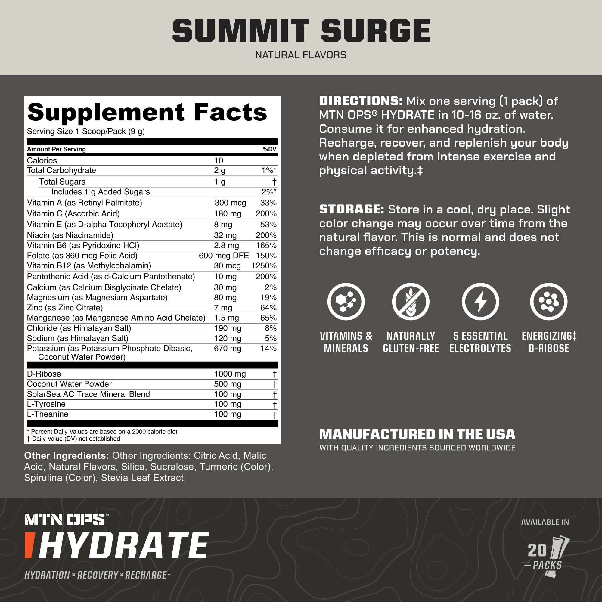 MTN OPS Hydrate on-the-go packs shown for convenient training support