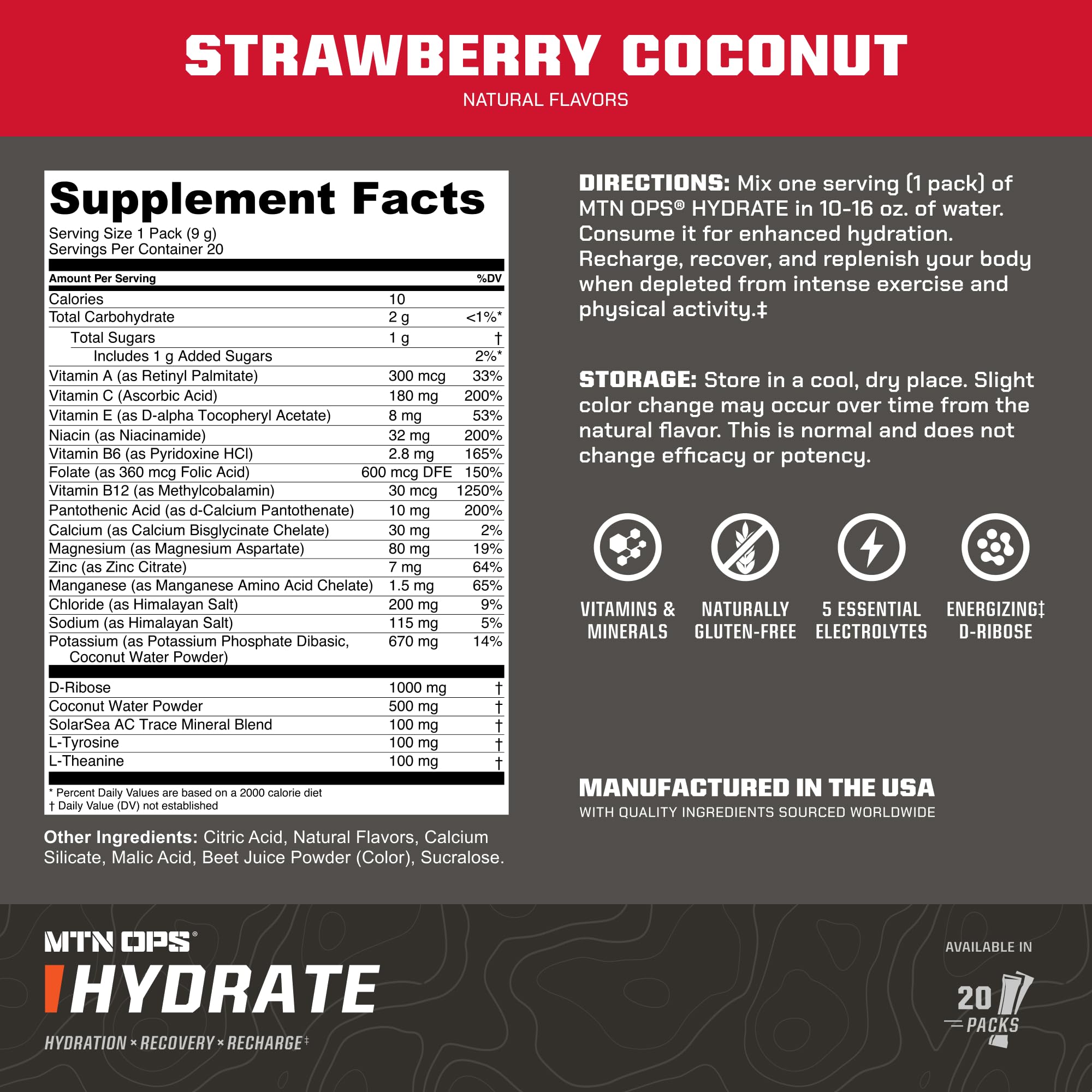 MTN OPS Hydrate powder close-up showing fine texture for fast absorption.