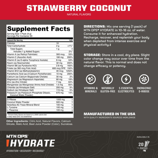 MTN OPS Hydrate powder close-up showing fine texture for fast absorption.