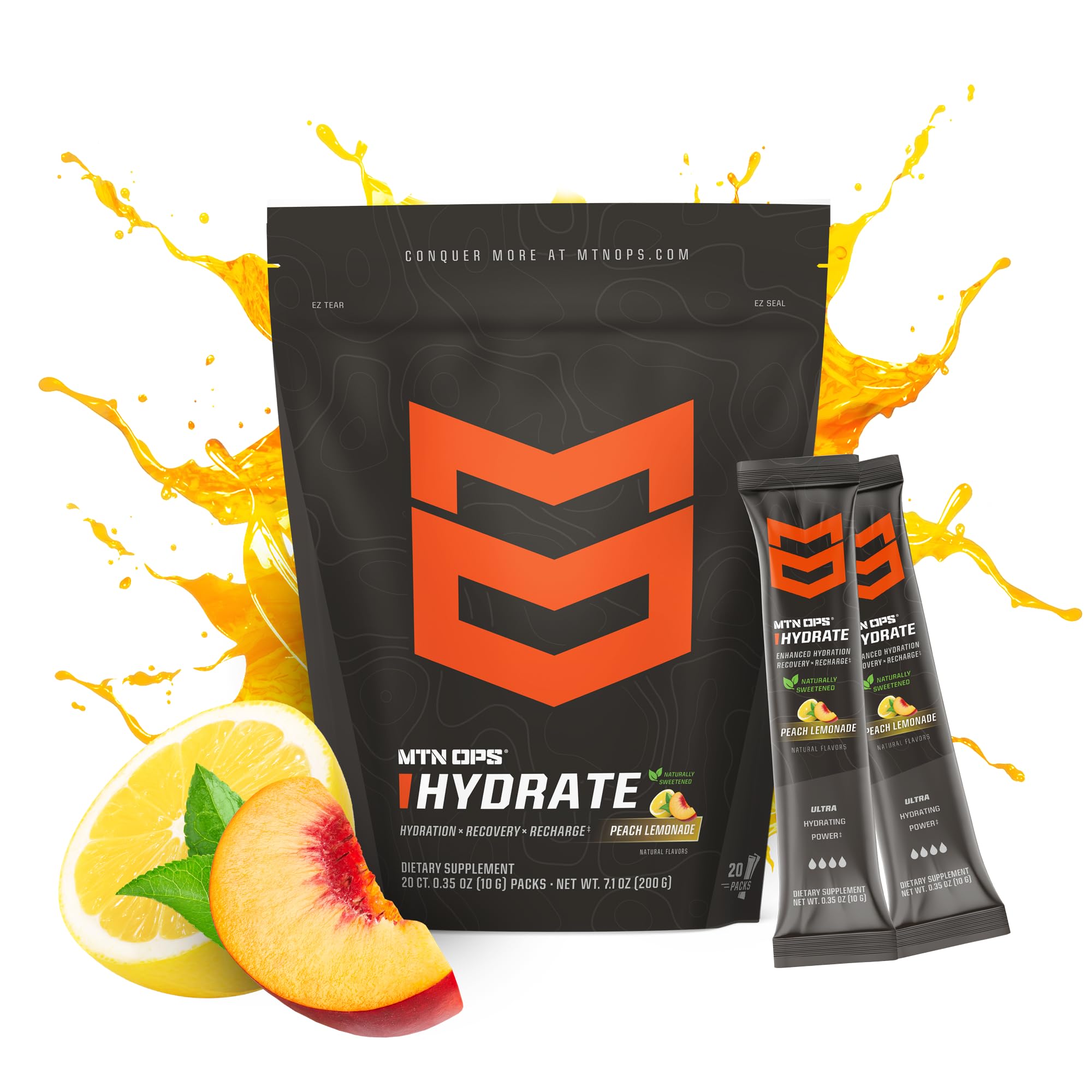 MTN OPS Hydrate powder dissolving in water for fast electrolyte replenishment.