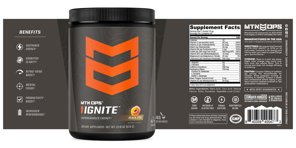 MTN OPS Ignite on a counter as part of a daily energy routine