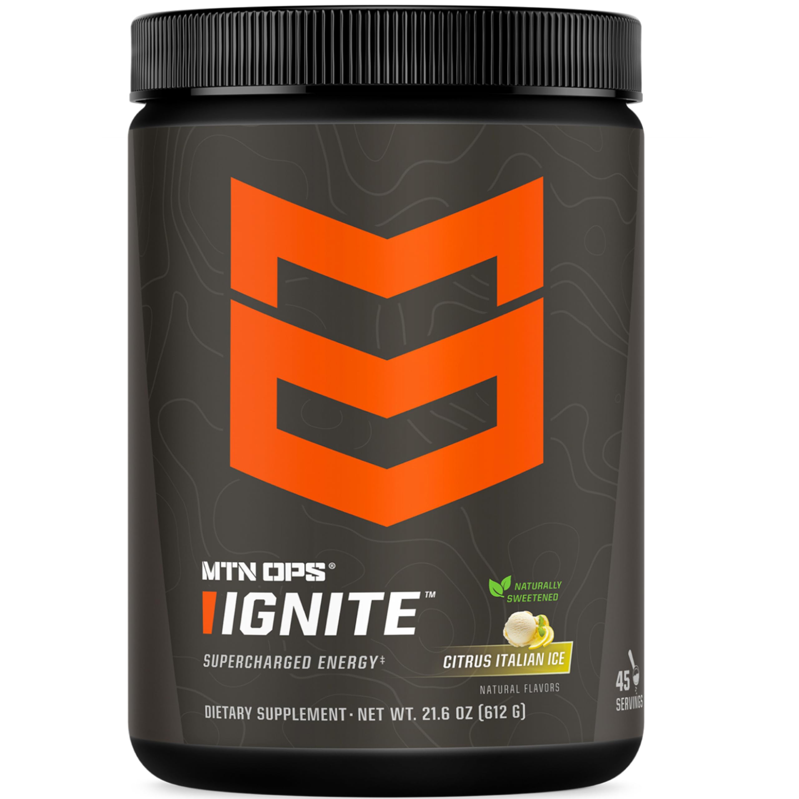 MTN OPS Ignite energy powder canister boosts morning focus.