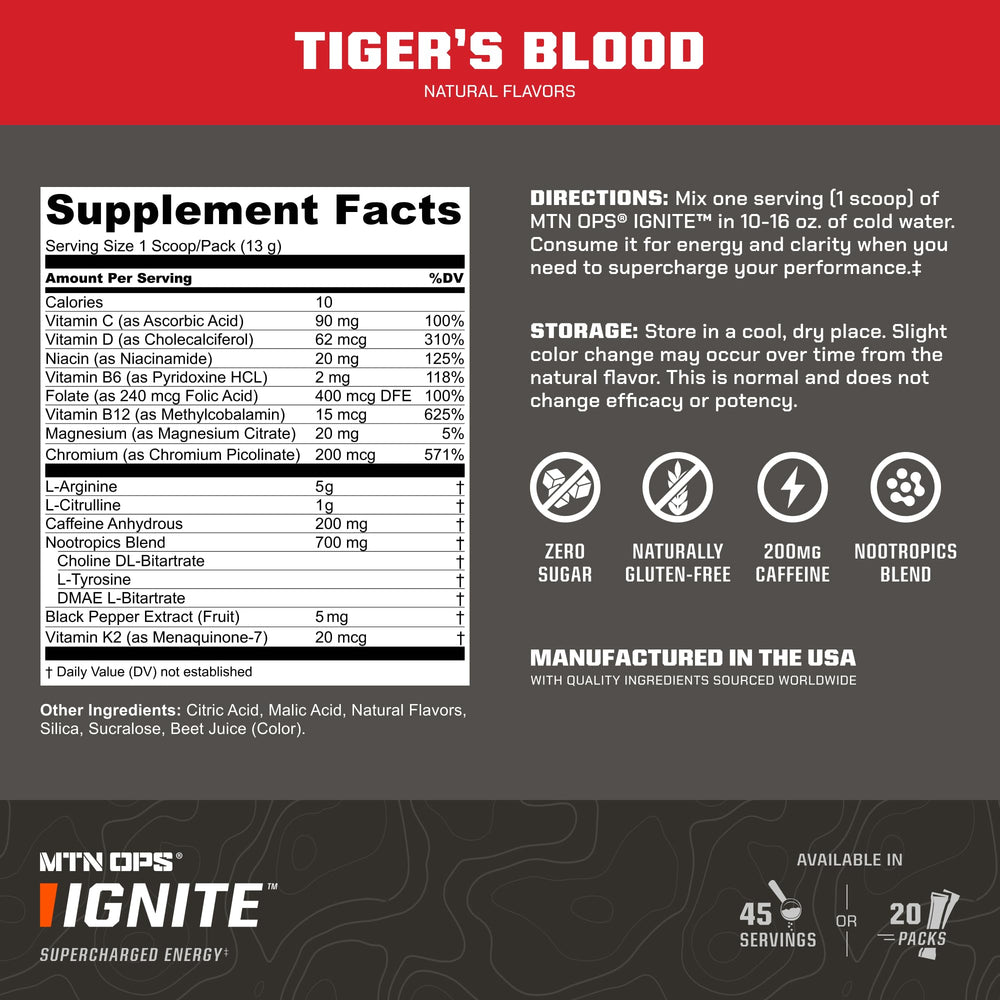 MTN OPS Ignite gluten-free formula label close-up