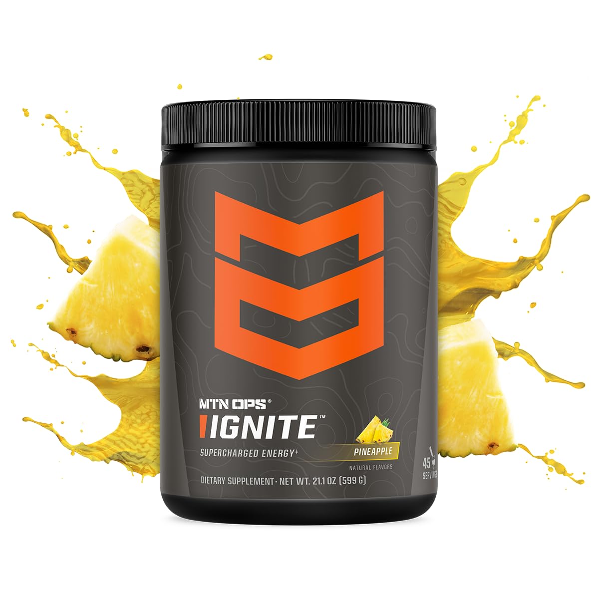 MTN OPS Ignite gluten-free label highlights a clean energy option.