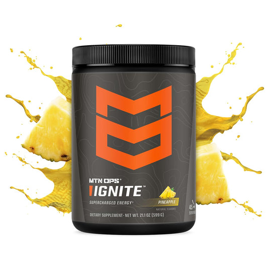 MTN OPS Ignite gluten-free label highlights a clean energy option.