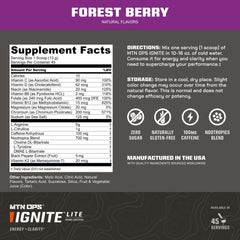 MTN OPS Ignite Lite forest berry drink in a glass