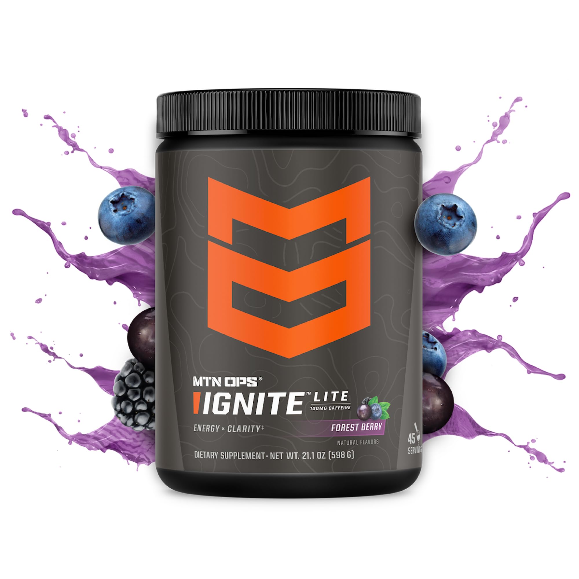 MTN OPS Ignite Lite scoop dissolving in a glass of water