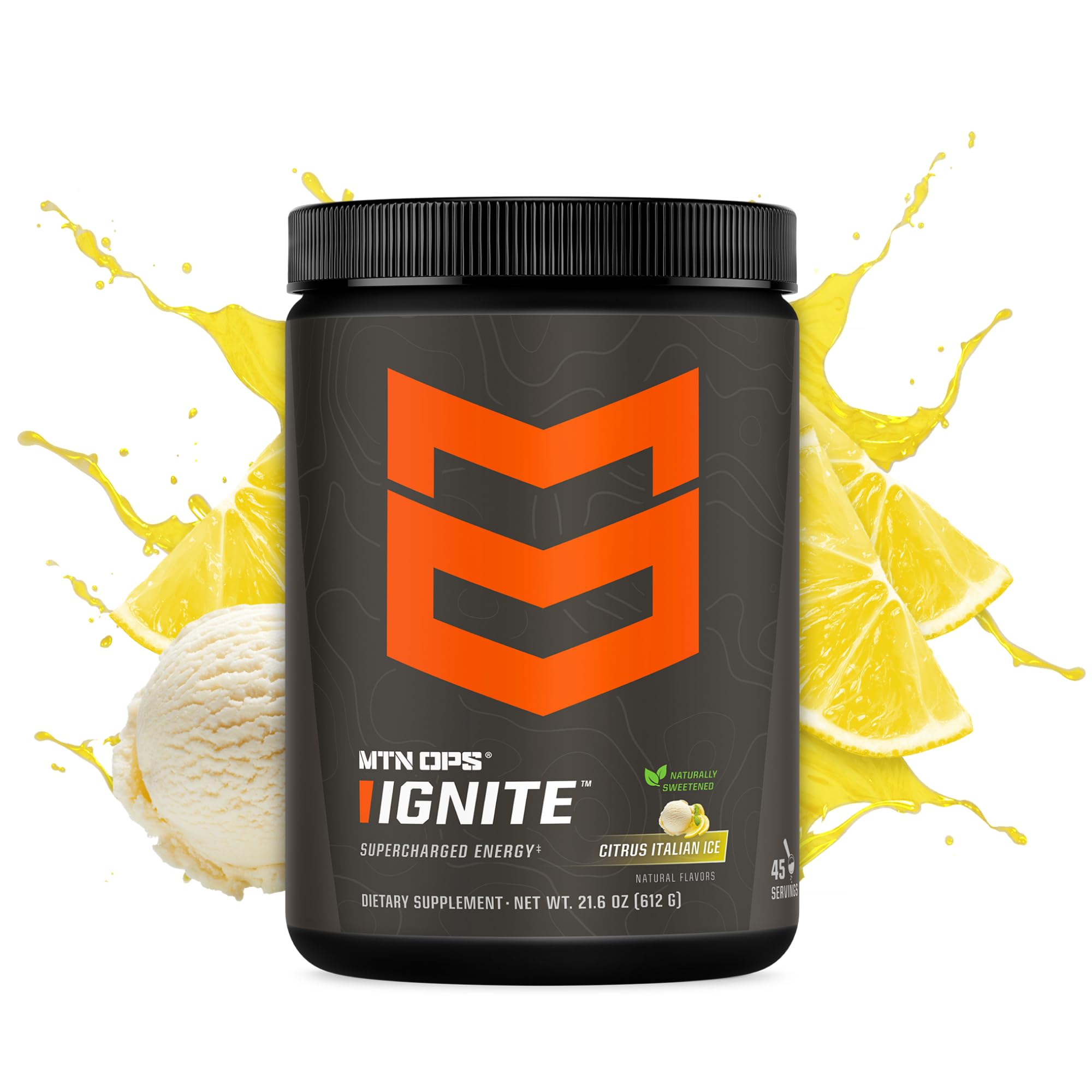 MTN OPS Ignite powder scoop for quick, evenly mixed energy boost.
