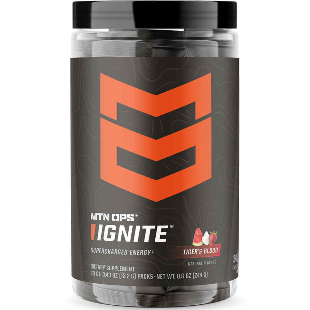 MTN OPS Ignite Trail Pack Tiger's Blood flavor ready for workouts