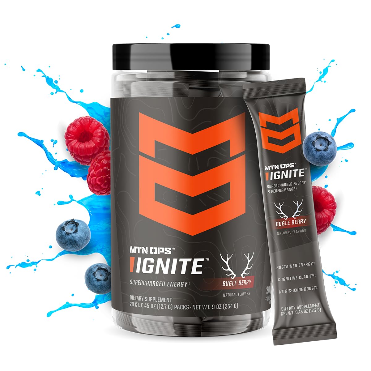 MTN OPS Ignite glass showing crisp energy for workouts