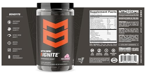 MTN OPS Ignite Trail Packs pink lemonade flavor on packaging