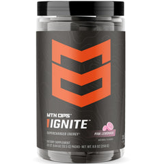 MTN OPS Ignite Trail Packs pink lemonade powder in scoop for on-the-go energy