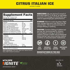 MTN OPS Ignite tumbler with water shows refreshing Citrus Italian Ice.