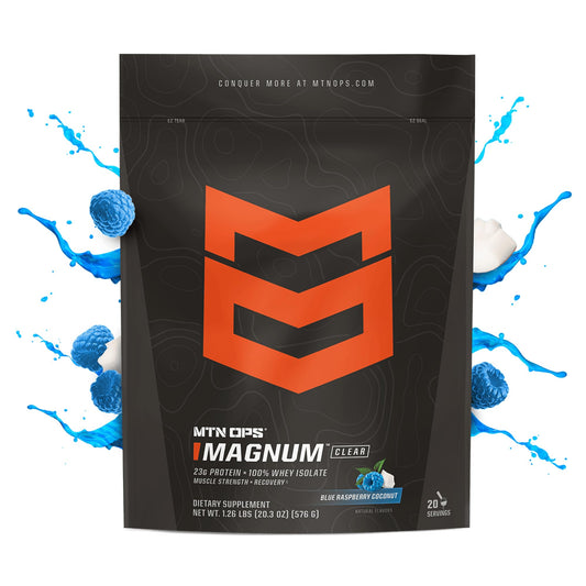 MTN OPS Magnum Clear Whey scoop in shaker for quick, smooth mixing