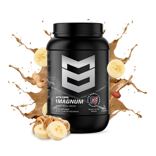 MTN OPS Magnum scoop showing protein powder texture for shakes