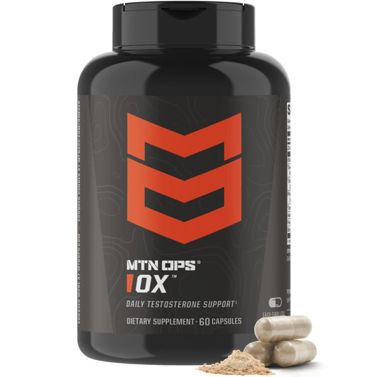 MTN OPS Ox Daytime bottle front view showing supplement packaging for daily testosterone support