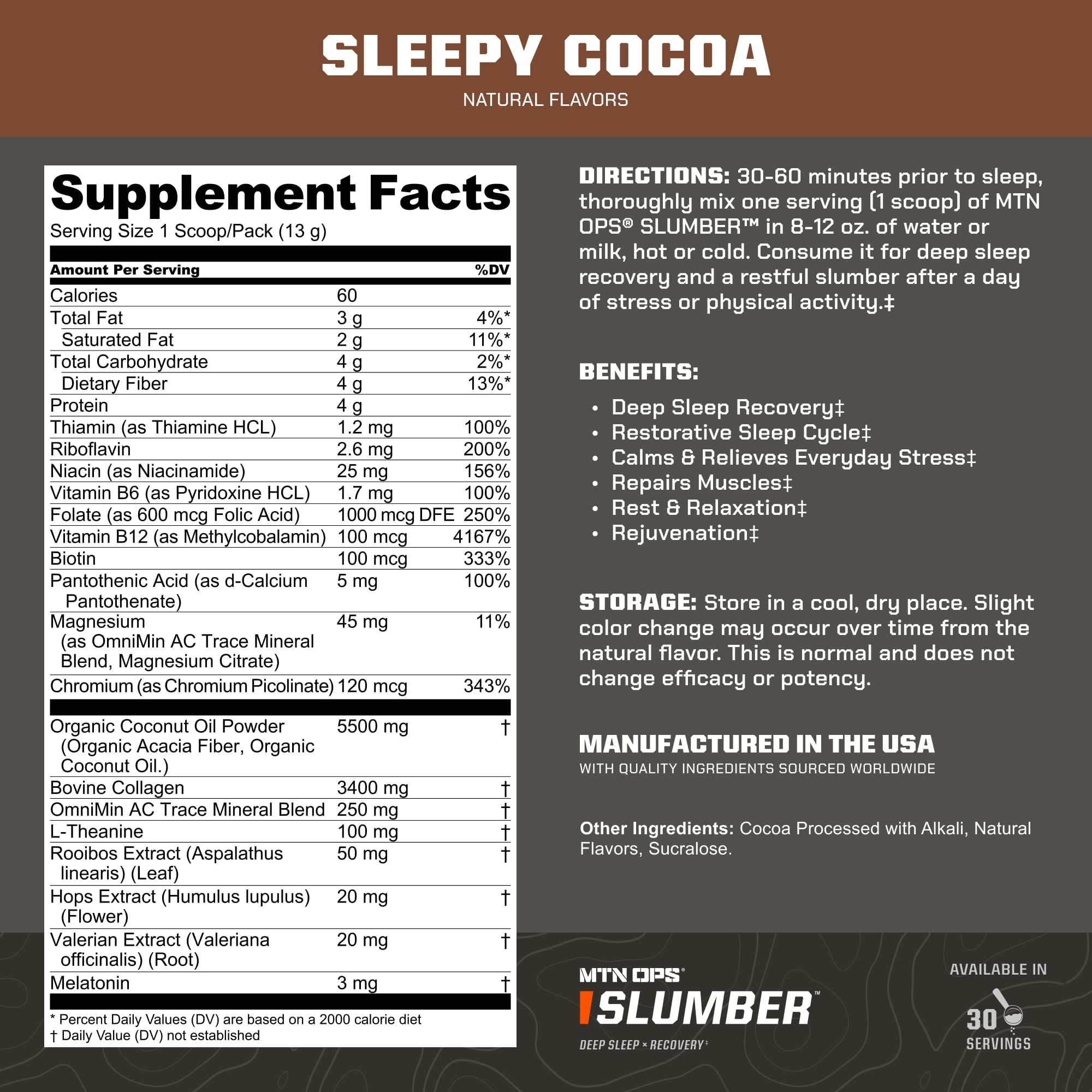 MTN OPS Slumber hot cocoa cup for a soothing pre-bed ritual.