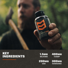 MTN OPS Slumber Jack label detail featuring Tesnor in the nighttime formulation.