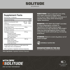 MTN OPS Solitude capsules lineup, convenient daily adaptogenic complex for travel and training.